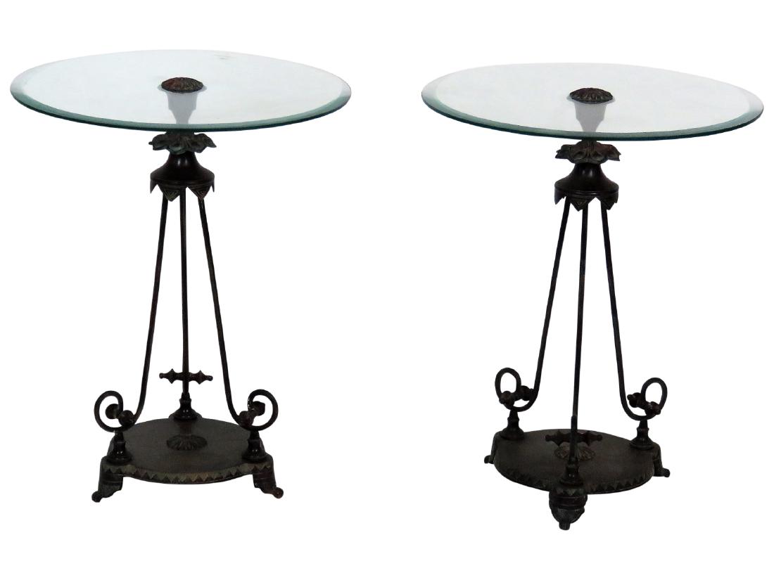 Pair REGENCY STYLE METAL GLASSTOP SIDE TABLES (1 of 4)