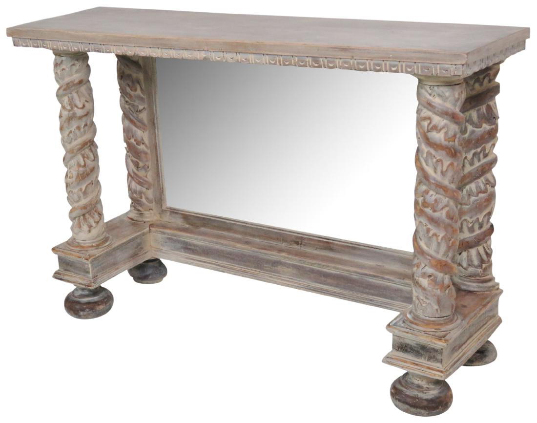 SWEDISH STYLE DISTRESSED CREAM PAINTED PIER TABLE (1 of 5)