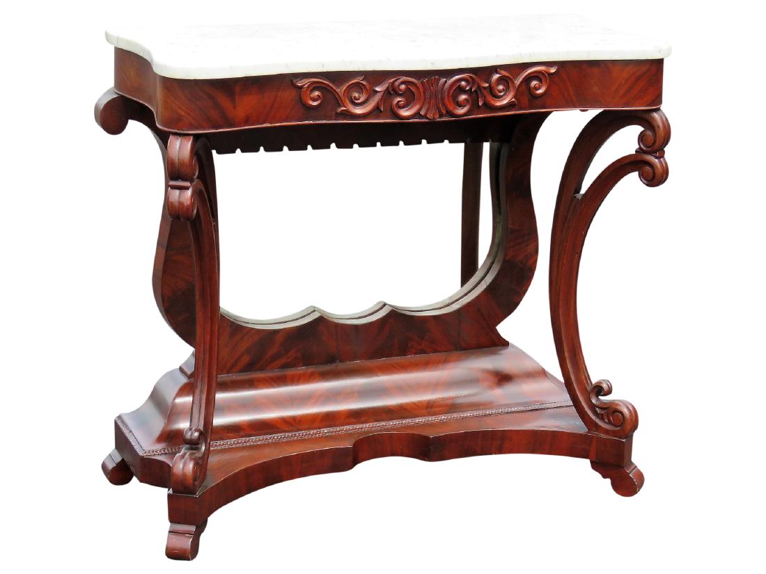 EMPIRE MAHOGANY MARBLETOP CONSOLE TABLE (1 of 6)