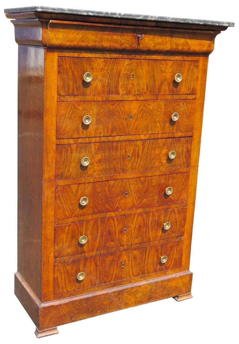 ANTIQUE BIEDERMIER STYLE MARBLETOP HIGH CHEST (1 of 7)
