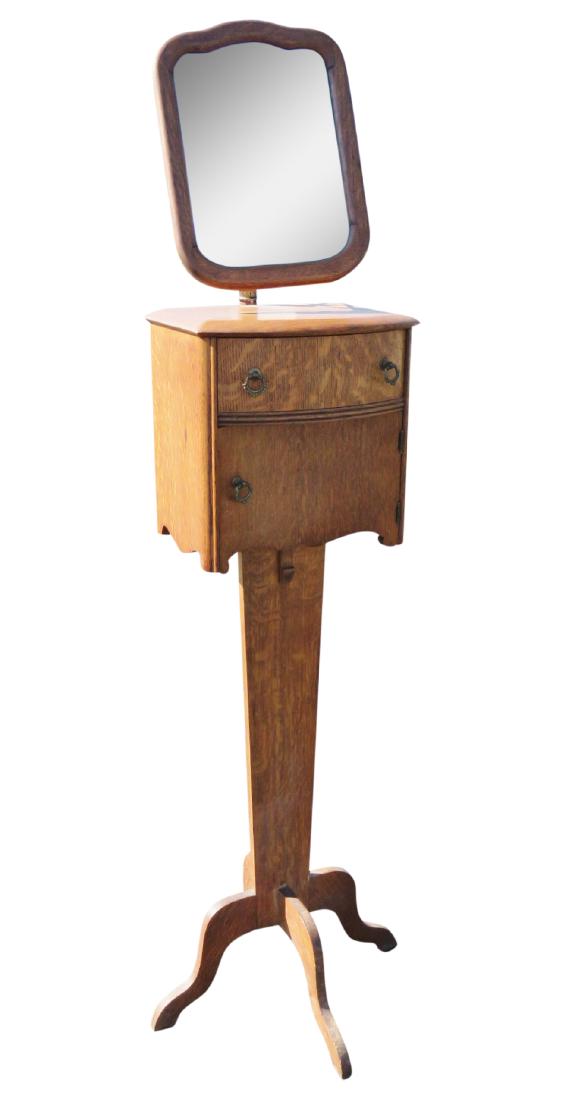 ANTIQUE OAK SHAVING MIRROR STAND