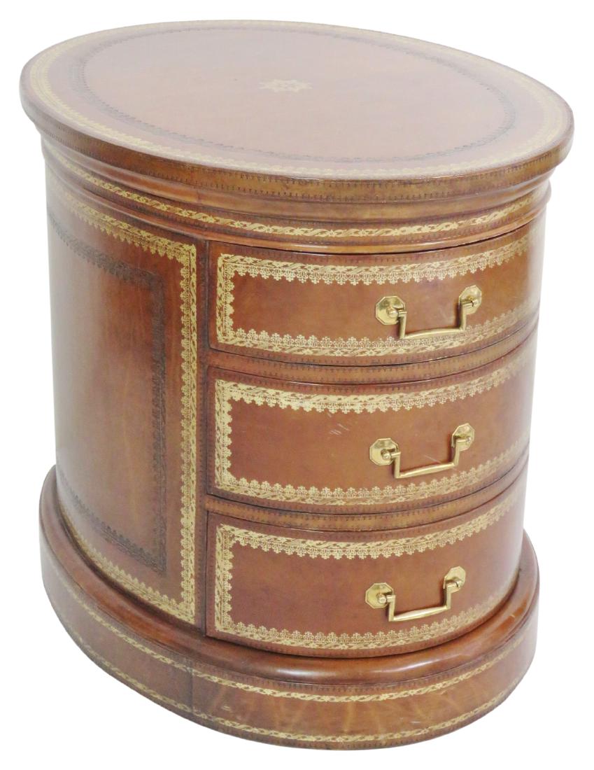 MAITLAND SMITH LEATHER 3 DRAWER SIDE TABLE (1 of 4)