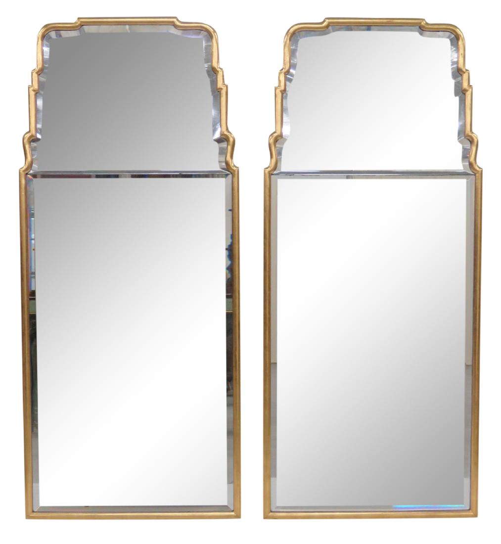 Pair REGENCY STYLE GILT FRAMED BEVELED GLASS MIRRORS (1 of 3)