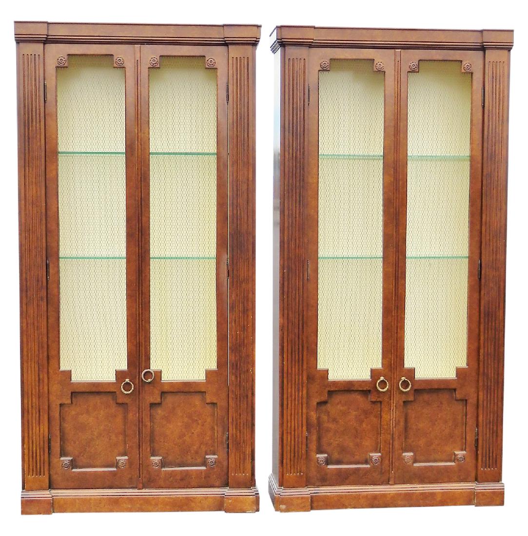 Pair BAKER DIRECTOIRE STYLE BURL WALNUT BOOKCASES (1 of 6)