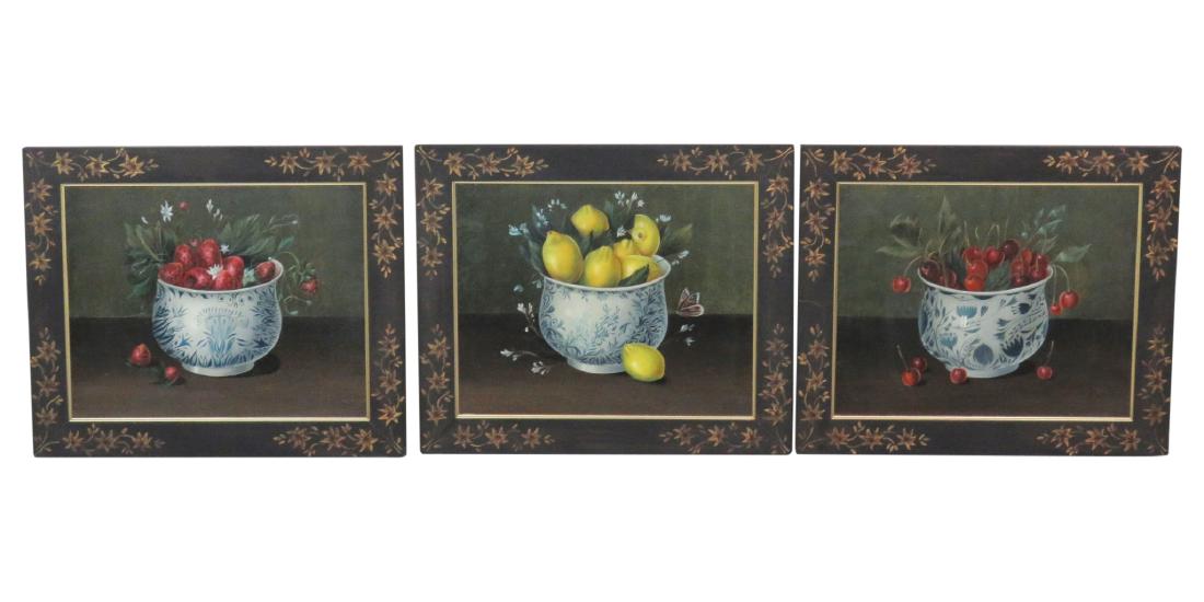 3 OIL PAINTINGS BOWLS of FRUIT (1 of 5)