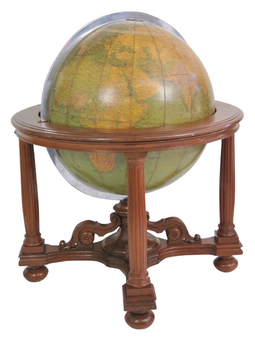 LARGE PHILIP'S WORLD GLOBE on CARVED STAND (1 of 8)