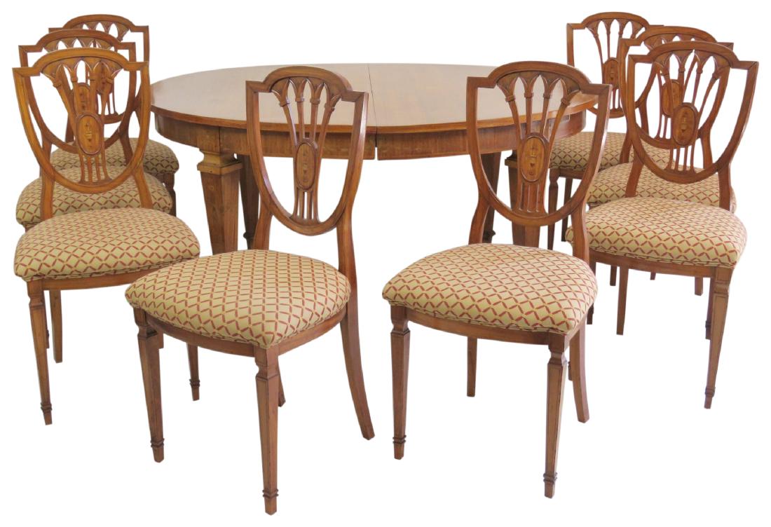 ADAMS STYLE PAINT DECORATED DINING TABLE w/ 8 CHAIRS (1 of 14)