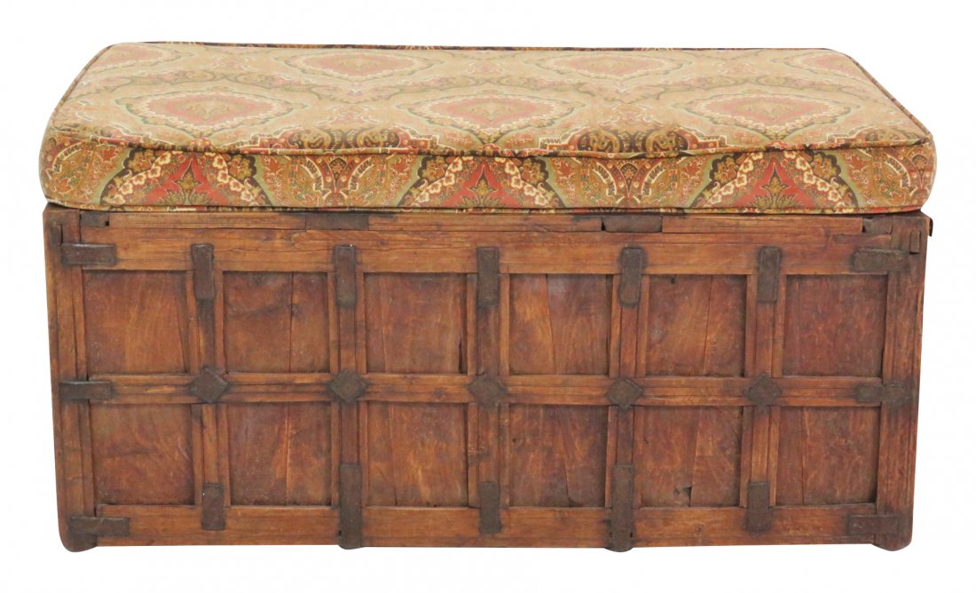 ANTIQUE TRUNK w/ CUSHION (1 of 10)