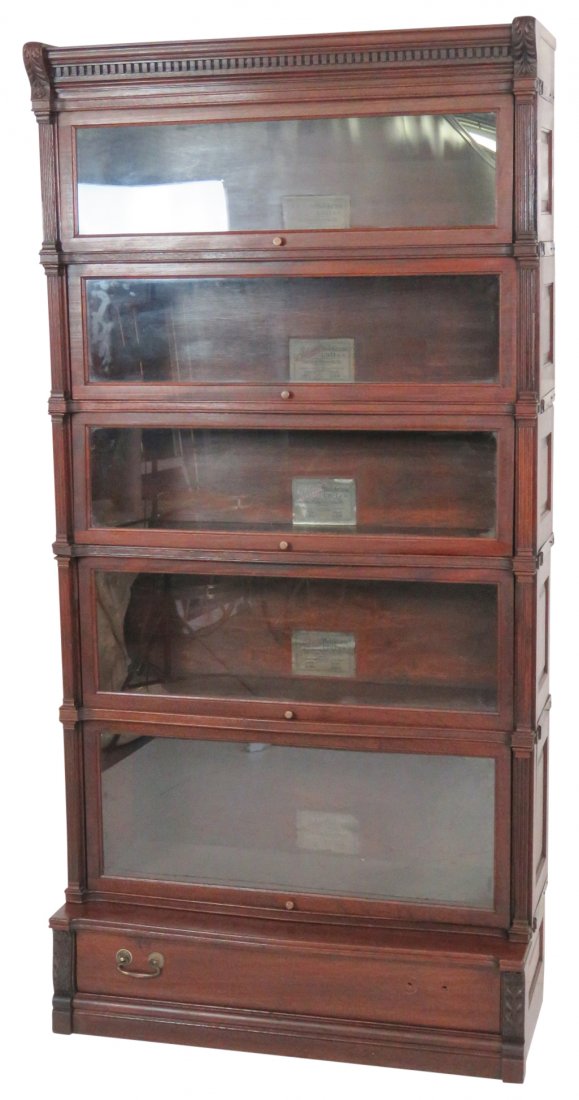 GLOBE WERNICKE Co. MAHOGANY CARVED IDEAL BOOKCASE