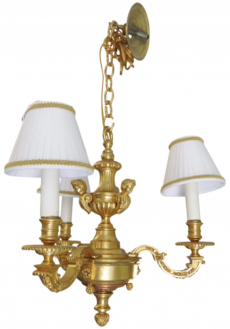 REGENCY STYLE FIGURAL BRASS CHANDELIER (1 of 5)