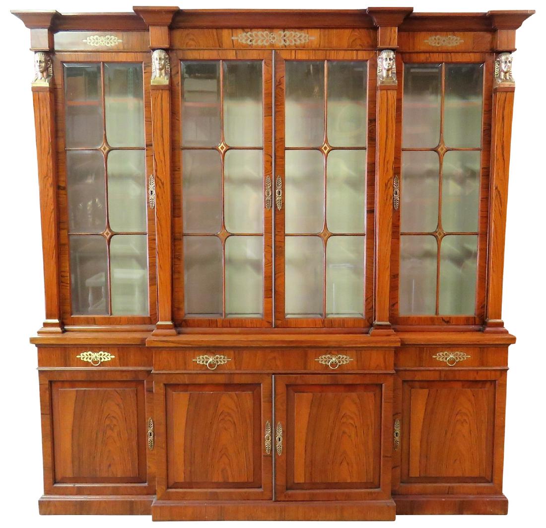 EMPIRE STYLE WALNUT FIGURAL BREAKFRONT (1 of 5)