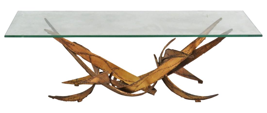 SILAS SEANDEL BRUTALIST GLASSTOP COFFEE TABLE (1 of 7)