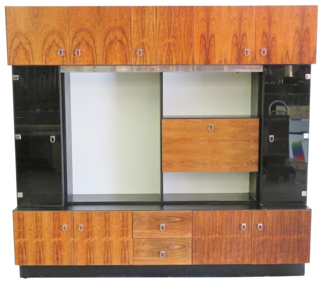 MILO BAUGHMAN STYLE ROSEWOOD & BLACK LAMINATE WALL UNIT (1 of 10)
