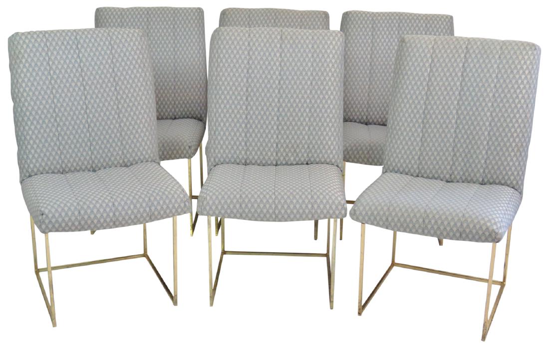 6 MILO BAUGHMAN BRASS & UPHOLSTERED DINING CHAIRS (1 of 6)