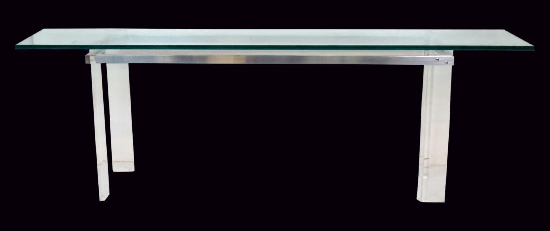 VLADIMIR KAGAN DESIGN LUCITE & ALUMINUM GLASSTOP TABLE (1 of 6)