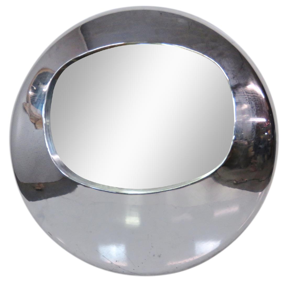 MID CENTURY MODERN CHROME ORB MIRROR manner of RON ARAD (1 of 6)
