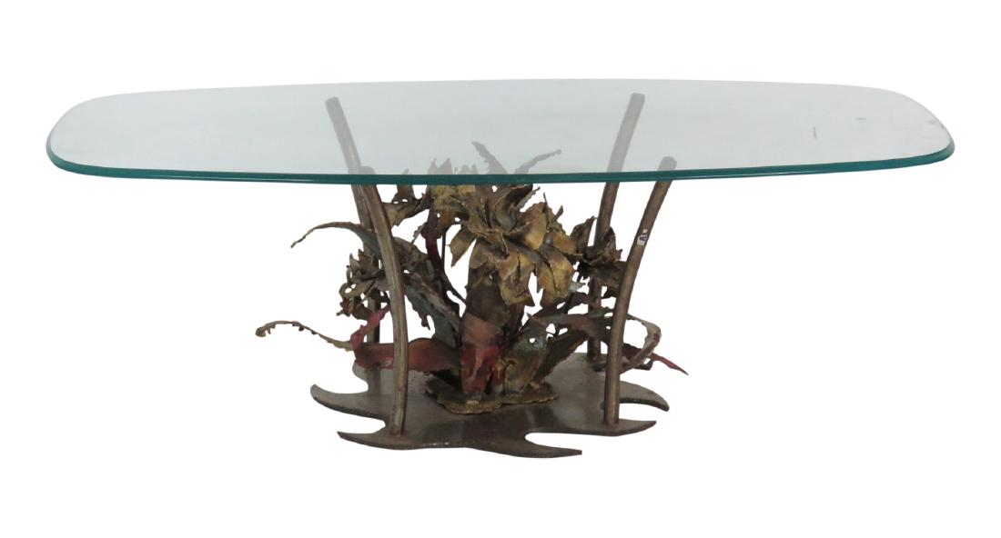 SILAS SEANDEL BRUTALIST GLASSTOP & COPPER COFFEE TABLE (1 of 5)