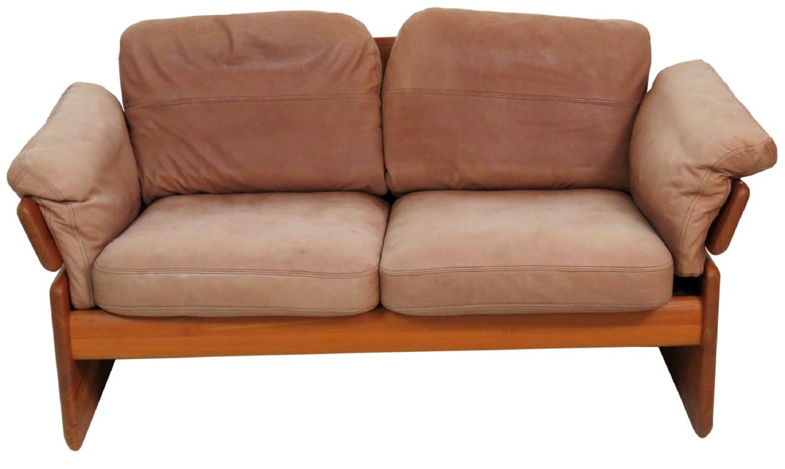 EMC MOBLER DANISH MODERN TEAK & LEATHER LOVESEAT (1 of 10)