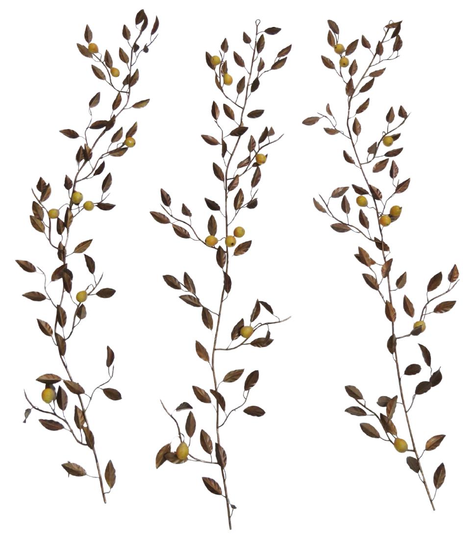 3 TOLE PAINTED HANGING WALL PEAR BRANCHES (1 of 6)