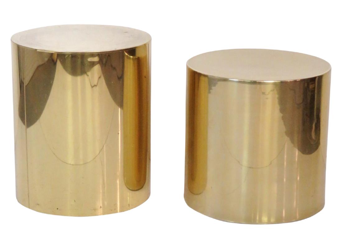 COMPANION Pair KARL SPRINGER STYLE CYLINDER TABLES (1 of 5)
