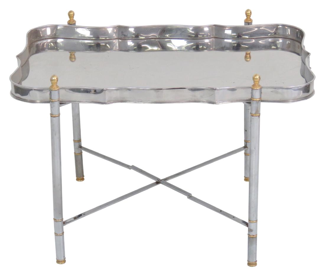 JANSEN STYLE CHROME & BRASS TRAY TOP TABLE (1 of 7)