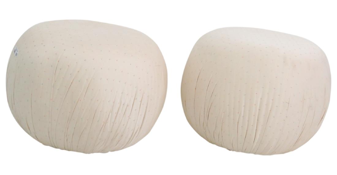 Pair KARL SPRINGER STYLE UPHOLSTERED POOFS (1 of 6)