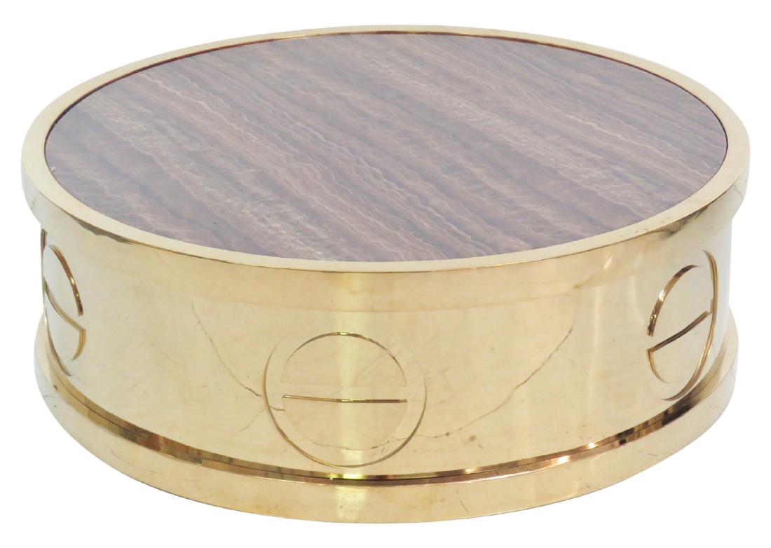 CARTIER STYLE BRASS & TIGER EYE DESIGN COFFEE TABLE (1 of 4)