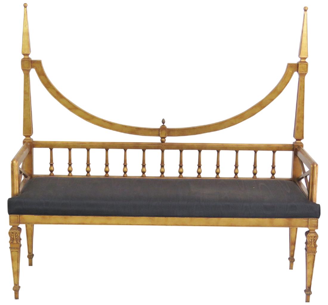 TOMMY PARZINGER STYLE GILT CARVED WINDOW BENCH (1 of 6)