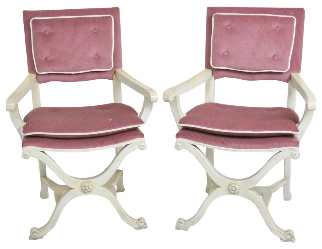 Pair GROSFELD HOUSE STYLE X-CHAIRS (1 of 5)
