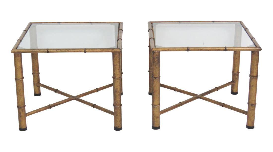 Pair HOLLYWOOD REGENCY STYLE FAUX BAMBOO SIDE TABLES (1 of 4)