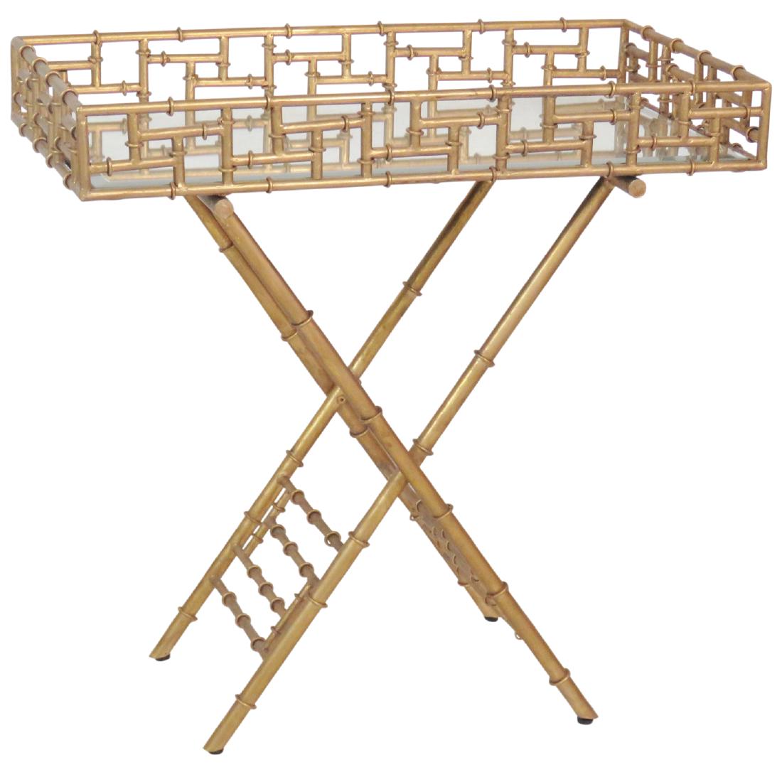 HOLLYWOOD REGENCY STYLE FAUX BAMBOO BUTLERS TABLE (1 of 4)