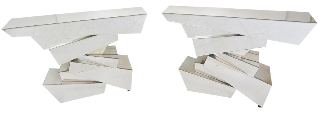 Pair HOLLYWOOD REGENCY STYLE MIRRORED ROCK FORM (1 of 5)