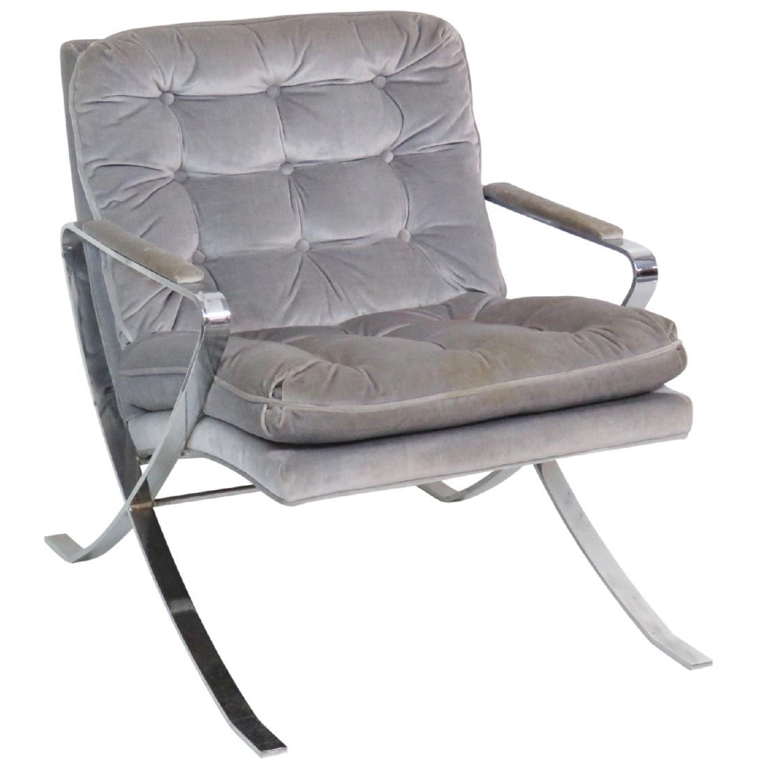 MILO BAUGHMAN CHROME & TUFTED ARMCHAIR (1 of 5)