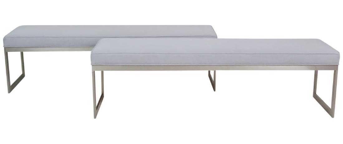 Pair MODERN DESIGN CHROME UPHOLSTERED BENCHES (1 of 3)