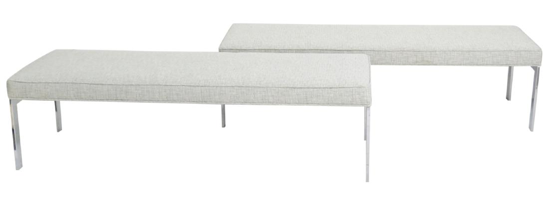 Pair MODERN DESIGN CHROME UPHOLSTERED BENCHES (1 of 4)