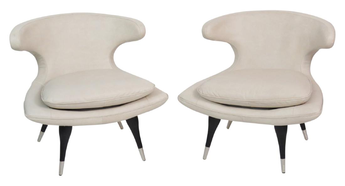 Pair KARPEN STYLE LEATHER HORN CHAIRS (1 of 6)