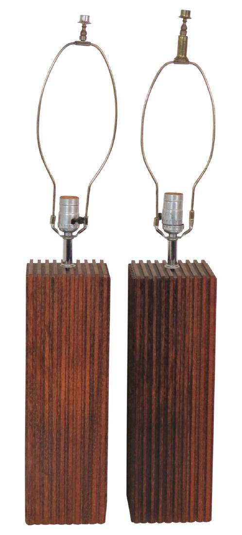 Pair MID CENTURY MODERN WOOD STUDIO TABLE LAMPS (1 of 4)