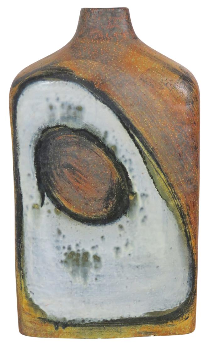 STUDIO POTTERY VASE "RAYMOR": Pottery vase. 14"h. x 8 1/2"w. x 5"d.