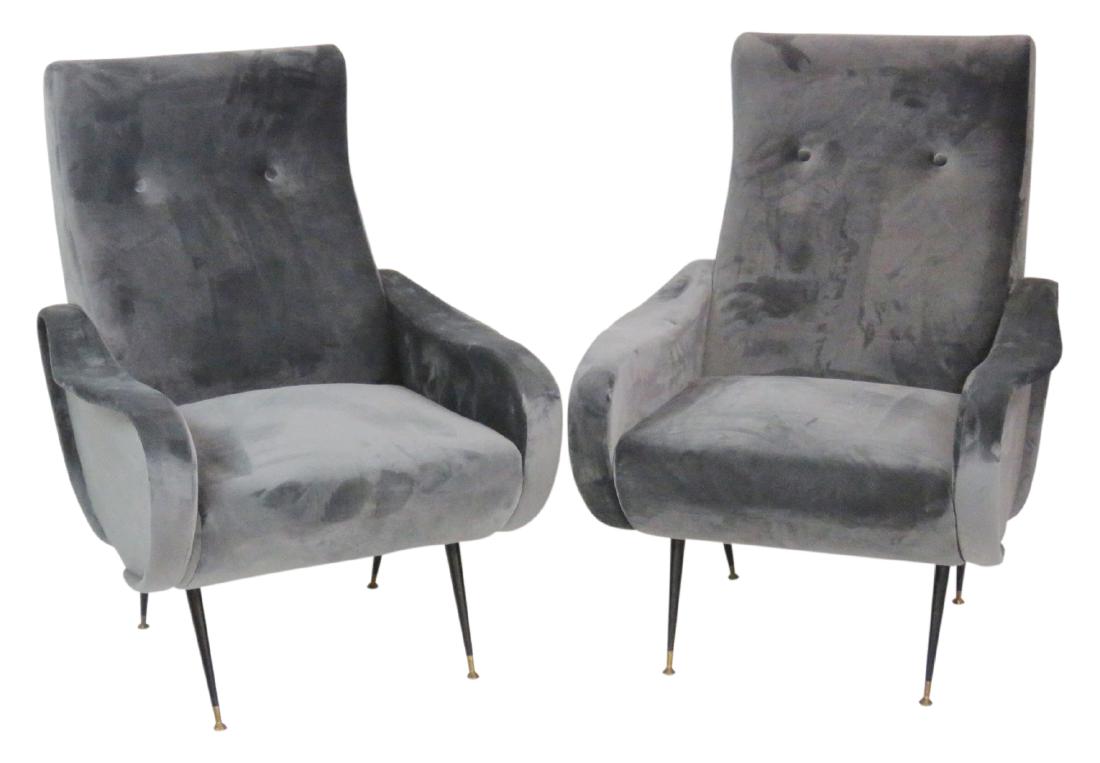 Pair ZANUSO STYLE METAL LEG LOUNGE CHAIRS (1 of 5)