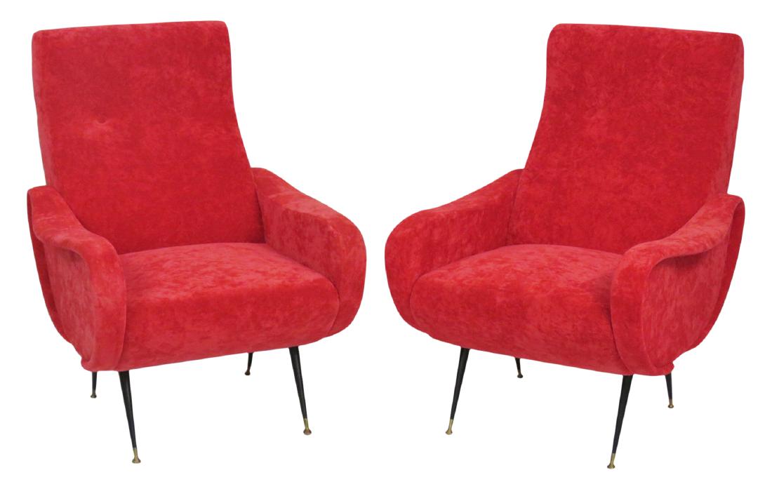 Pair ZANUSO STYLE METAL LEG LOUNGE CHAIRS (1 of 5)