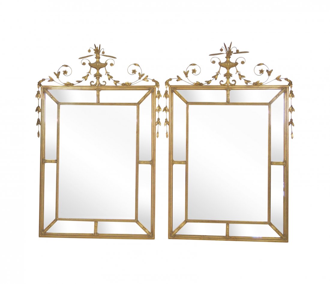 Pair NEOCLASSICAL STYLE GILT BEVELED GLASS MIRRORS (1 of 5)