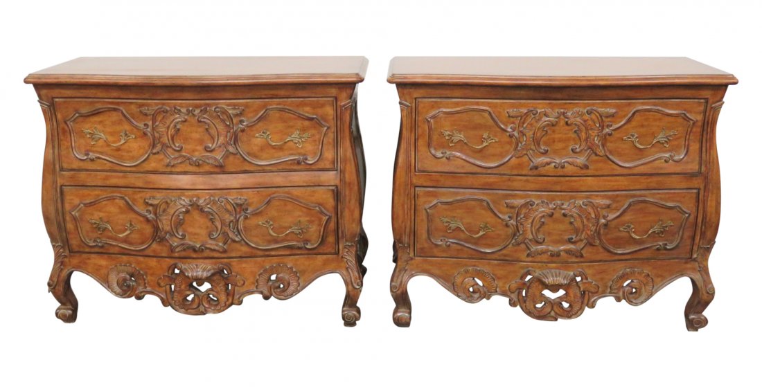 Pair ITALIAN STYLE CARVED COMMODES (1 of 5)