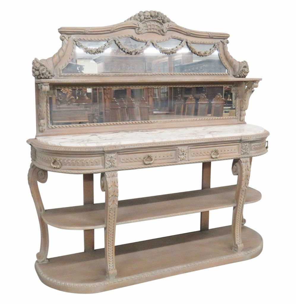 JANSEN CARVED & PAINTED MARBLETOP SIDEBOARD (1 of 6)