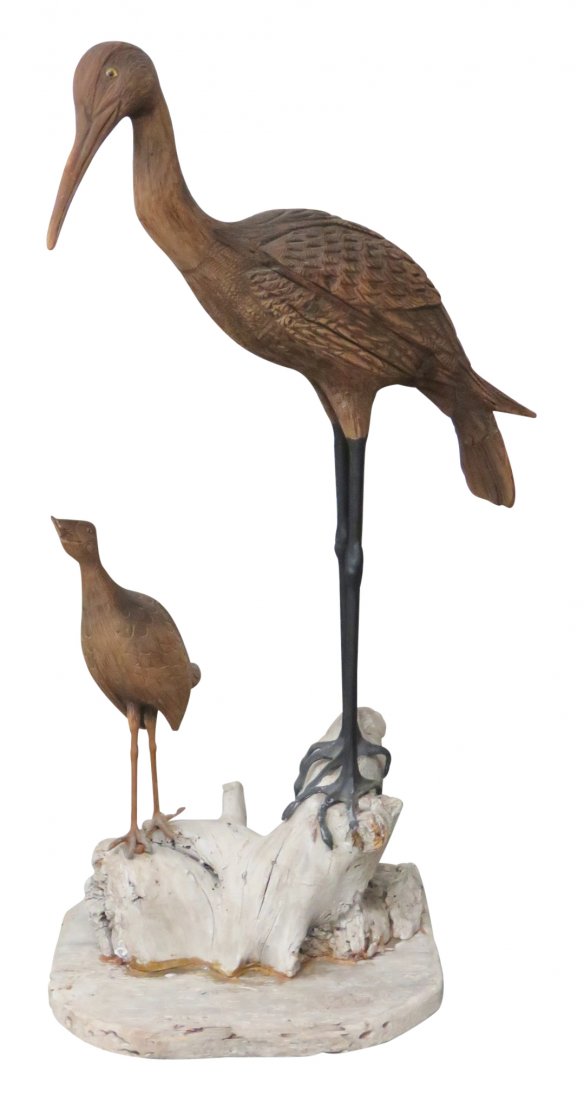 CARVED BIRD STATUE of CRANE & DUCK (1 of 7)