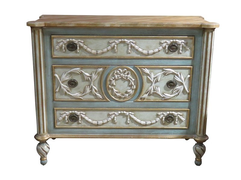 FRENCH STYLE DECORATED CARVED COMMODE (1 of 7)