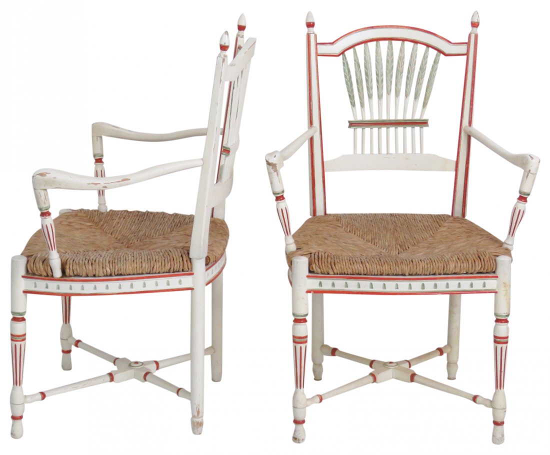 Pair CUSTOM PAINT DECORATED ARMCHAIRS (1 of 8)