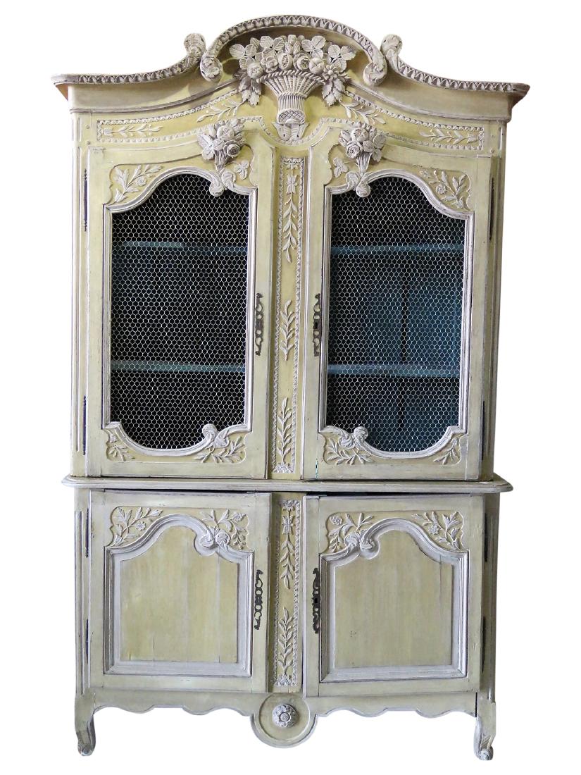 19th c. NORMANDY STYLE DISTRESSED PAINTED CUPBOARD (1 of 10)