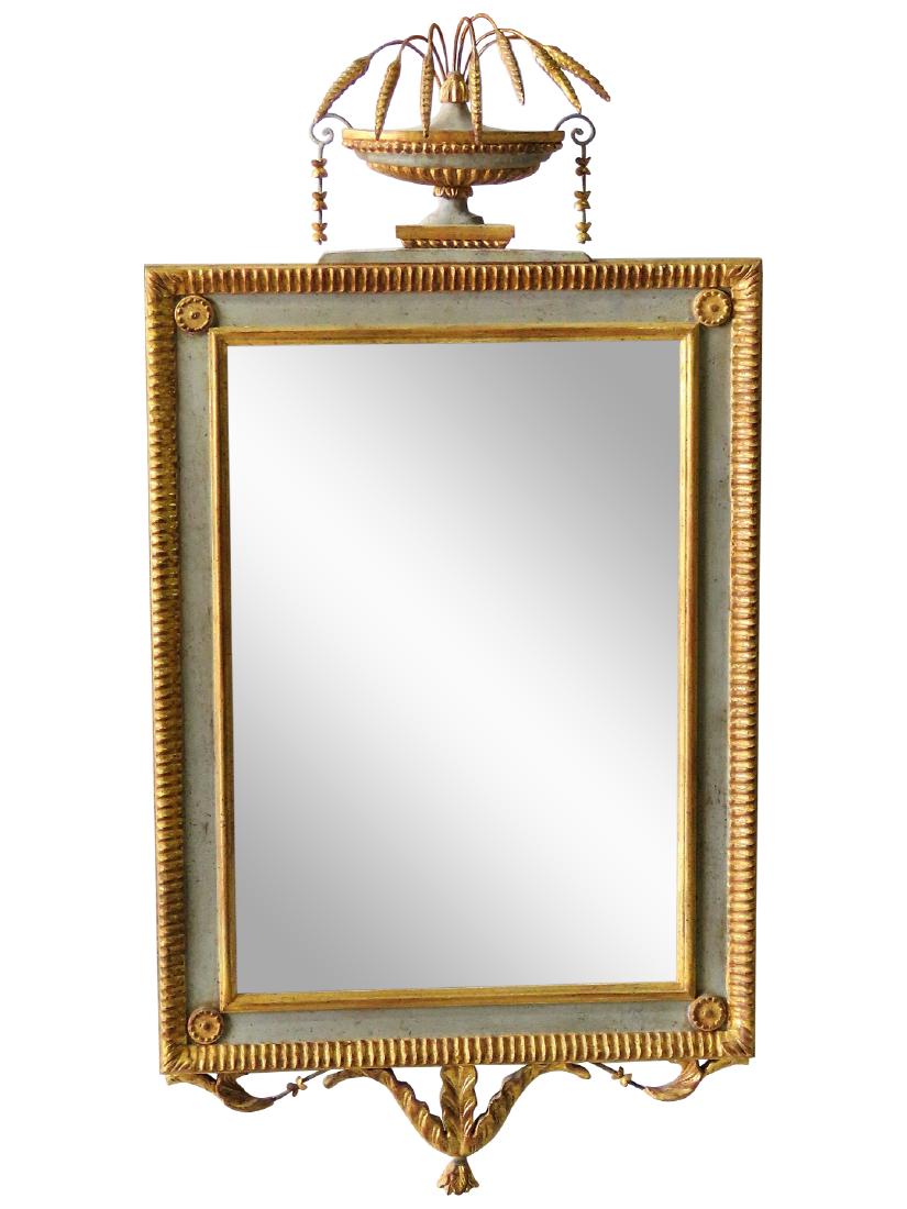 ADAMS STYLE GILT CARVED & PAINTED MIRROR (1 of 4)