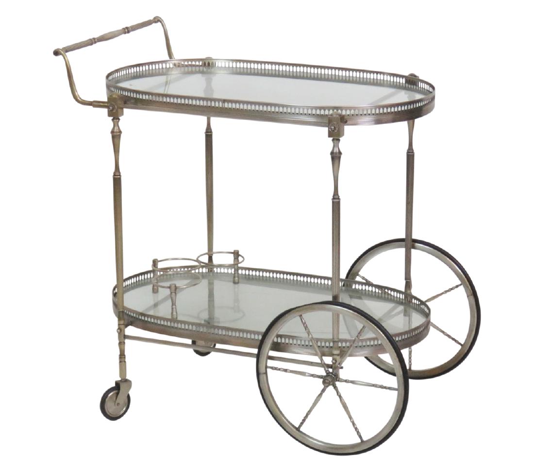 DIRECTOIRE STYLE CHROME & GLASS BAR CART (1 of 4)