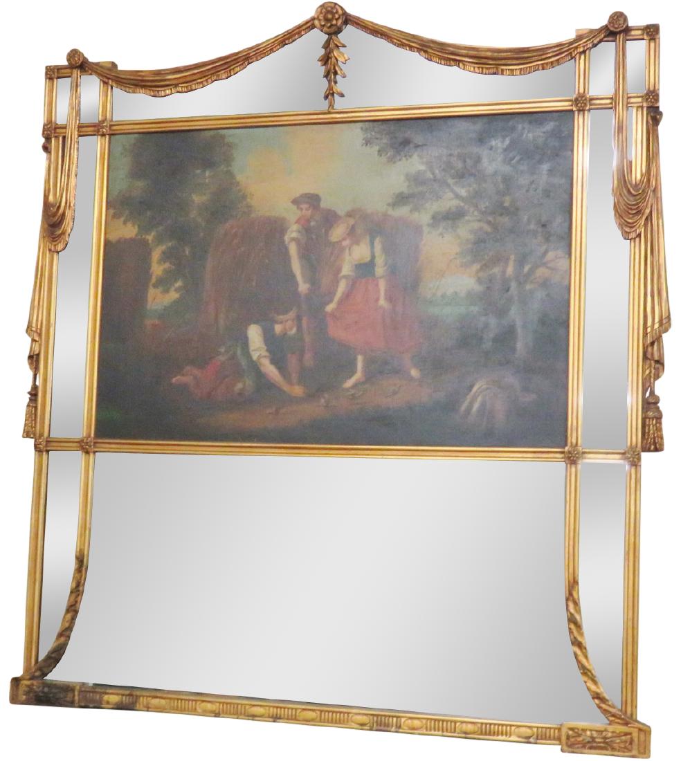 GILT CARVED TRUMEAU MIRROR (1 of 4)